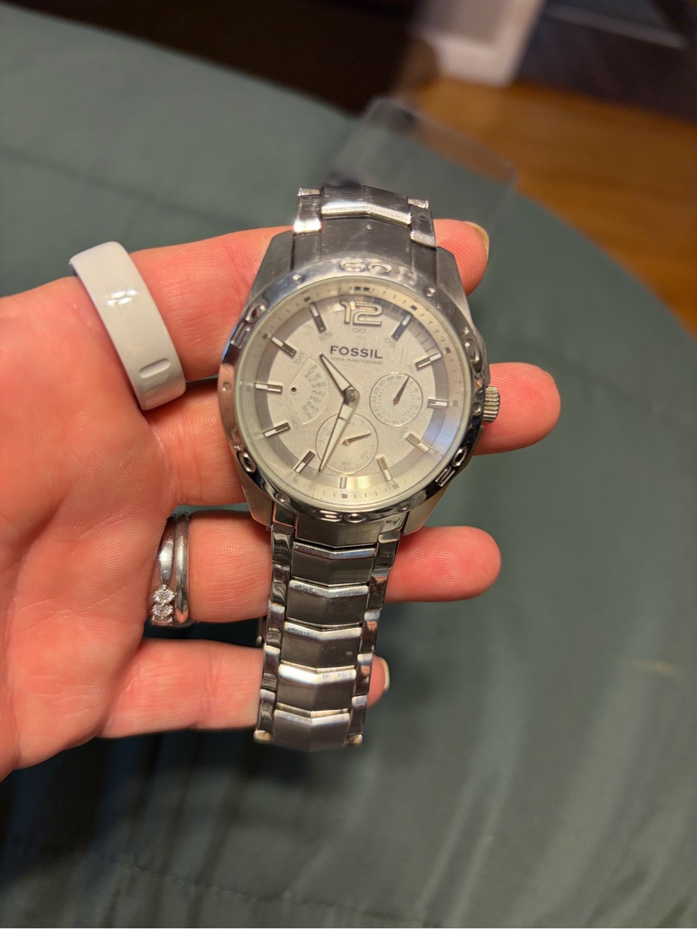 Fossil Silver Stainless Steel Men's Chronograph Watch